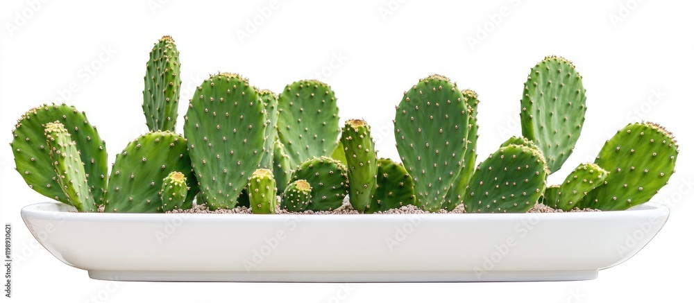 Aufkleber cactus plants in a white rectangular pot isolated on a bright background with copy space for text pl