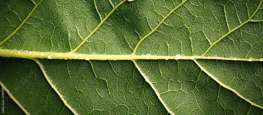 Poster close-up of green leaf texture showing detailed veins and intricate patterns copy space