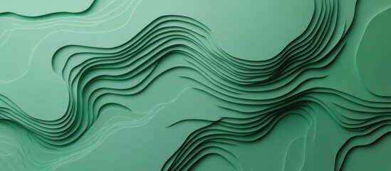 Abstract green waves pattern with layered paper effect and ample copy space for text placement