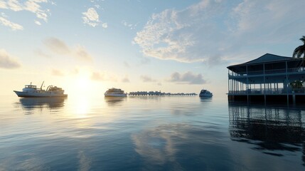 Obraz premium Tropical Sunset Over Calm Ocean