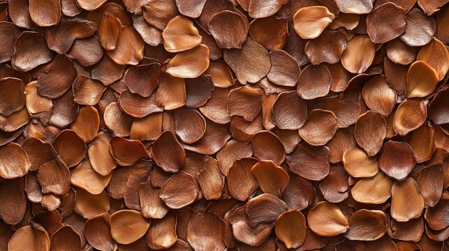 Brown flower petal background texture with layered petals arranged closely together Copy Space