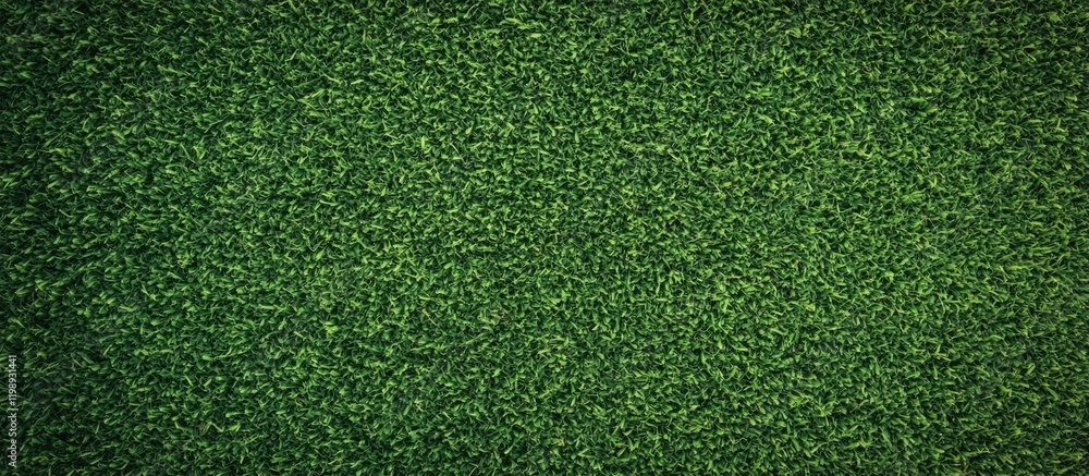 Poster artificial green grass texture background with uniform pattern and copy space for design purposes.