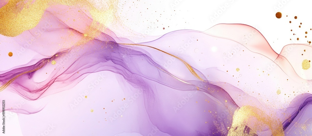 Aufkleber abstract fluid art design with purple and gold waves on white background featuring smooth gradients 