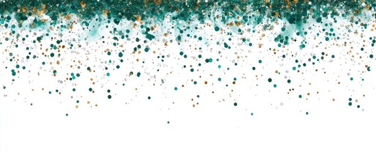 Obraz premium Teal and gold glitter background with white copy space for text applications