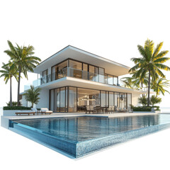 Modern Architectural Marvel: A Stunning Villa Surrounded by Tropical Paradise with Inviting Pool