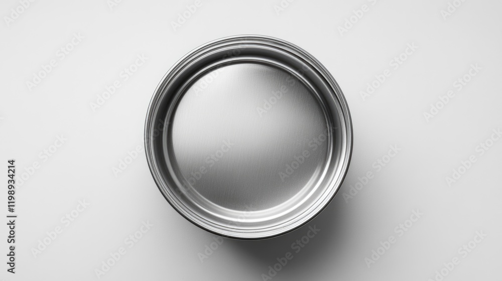 Poster round metallic plate on a light gray background with uniform texture and lighting featuring ample co