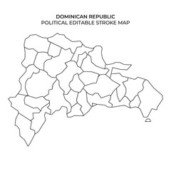 Editable political map of Dominican Republic showcasing regions