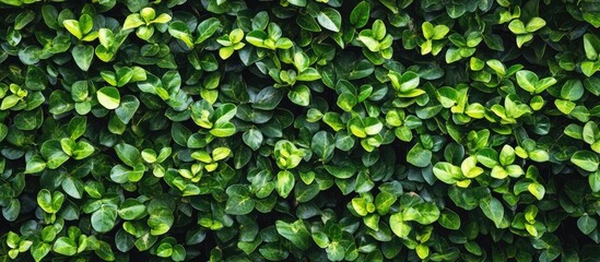 Fototapeta premium Lush green foliage texture background with dense leaves and copy space for text insertion
