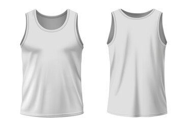 White blank tank top t-shirt template, front and back view isolated on transparent background (3)
