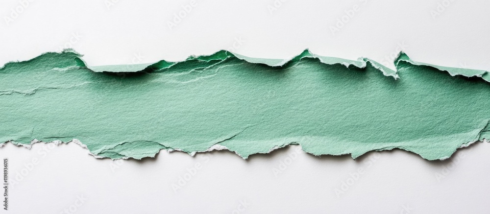 Poster torn mint green paper texture with white background and copy space for text or design elements