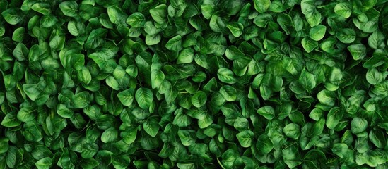 Green foliage background with dense leaves creating a natural texture and pattern suitable for design use Copy Space