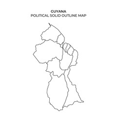 Outline map of Guyana showing political boundaries and regions