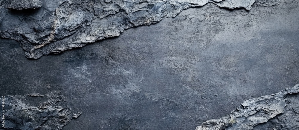 Poster dark textured rock surface with layered stone patterns and natural elements, copy space available fo