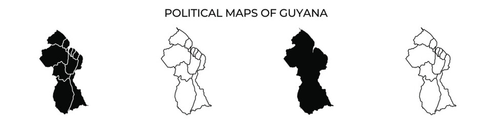Political maps of Guyana showing different regional details