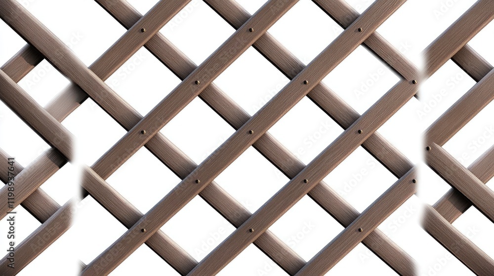 Poster brown wooden lattice pattern background with diagonal crisscross design and ample copy space.