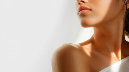 Obraz premium Woman with perfect tan enjoying sun light on skin.
