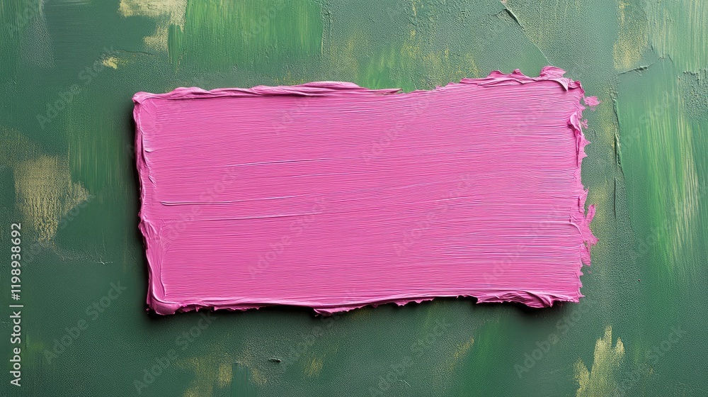 Aufkleber textured pink paint on green background with ample copy space for design and text placement