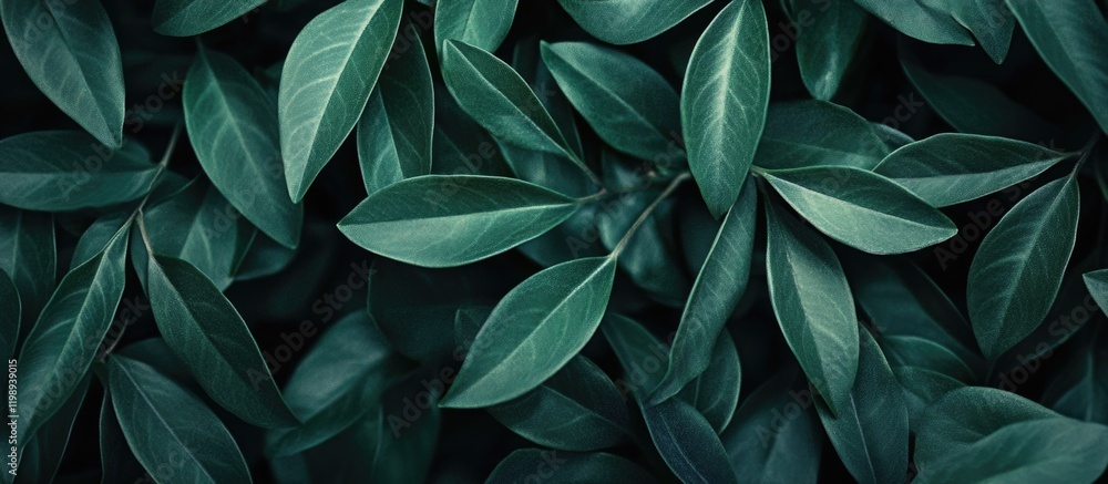 Aufkleber dark green leaves background with rich texture and ample copy space for text placement.
