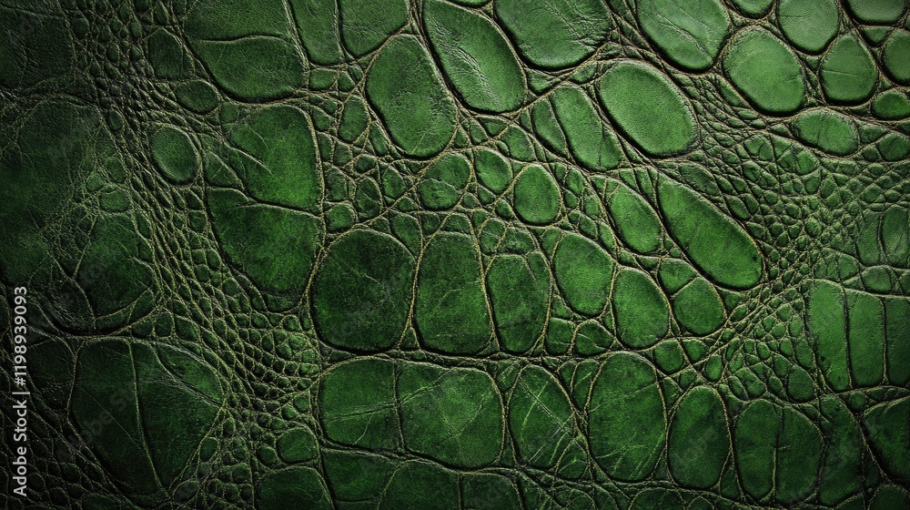 Poster green crocodile leather texture close up with detailed patterns and copy space for design projects