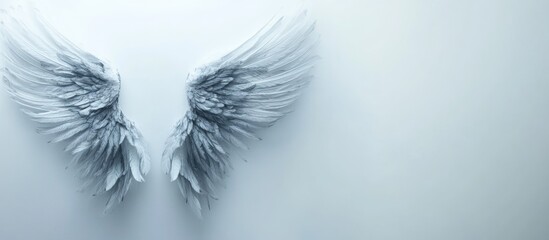 Obraz premium Abstract gray wings illustration on light background with copy space for text placement.