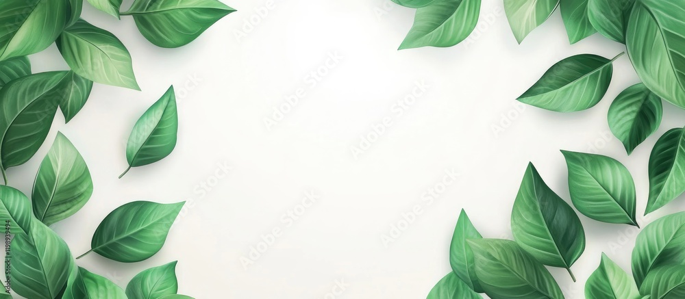 Poster green leaves border design with blank space for text, suitable for various layouts and advertisement