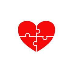 heart puzzle icon, simple flat style, pictogram logo sign symbol vector illustration, isolated on white for mobile app