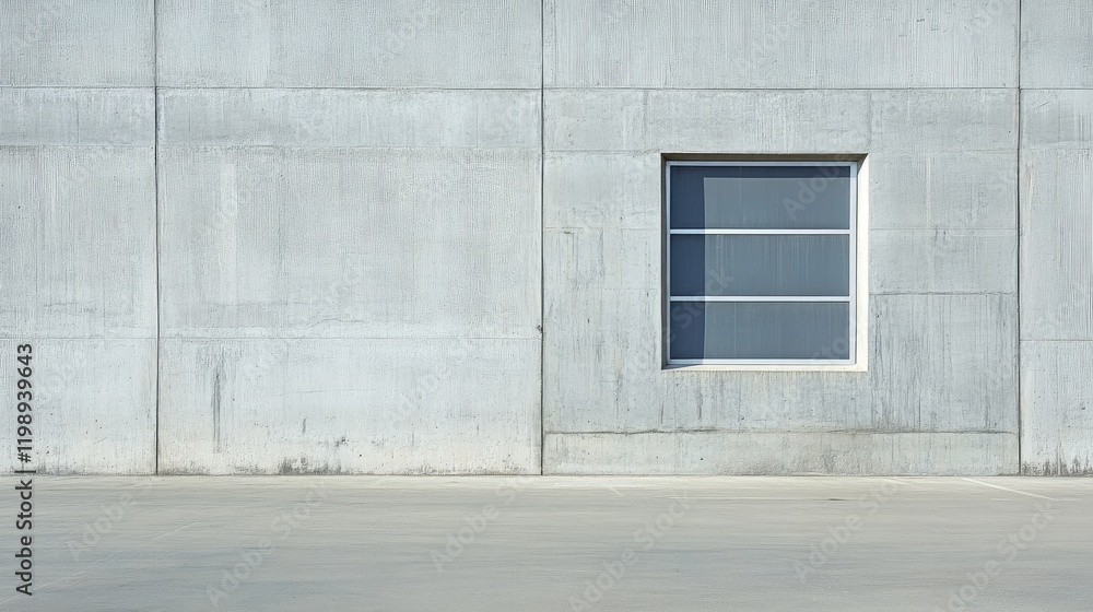 Poster minimalist concrete wall with a single window and ample copy space for text placement