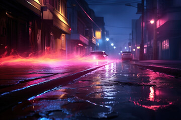 Creative Street Background with Neon Effects and Dark Atmosphere