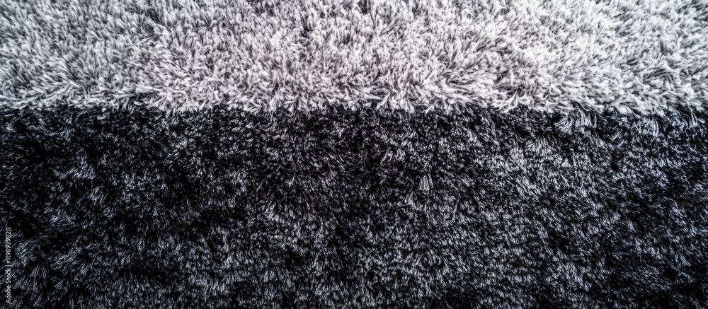 Aufkleber textured monochrome pattern of black and white shaggy carpet with soft fibers and distinct color con