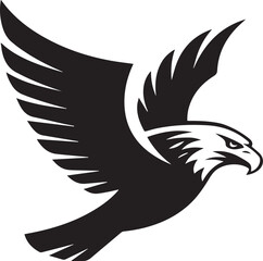 Obraz premium Majestic Eagle in Flight Silhouette - A bold silhouette of an eagle mid flight showcasing its strength grace and majestic nature