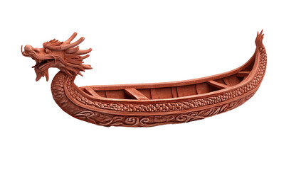 Intricately designed traditional dragon boat isolate on transparent background