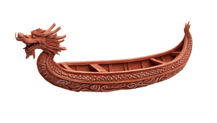 Intricately designed traditional dragon boat isolate on transparent background