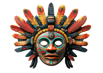 Aztec mask on white background