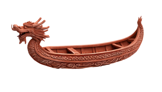 Intricately designed traditional dragon boat isolate on transparent background