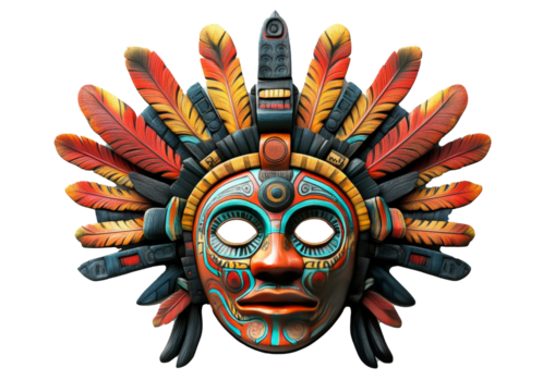 Aztec mask on white background