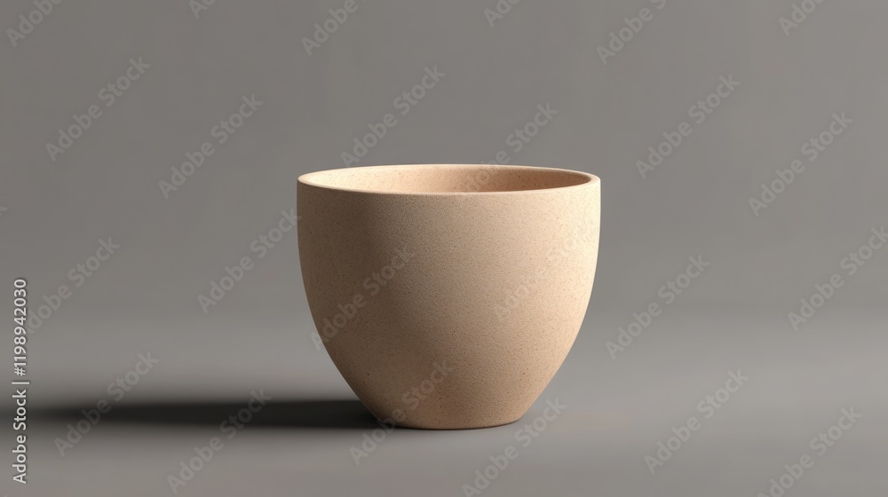 Aufkleber minimalist beige ceramic bowl on a grey background with subtle shadows and copy space for text place