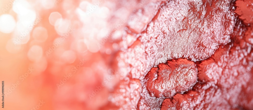 Poster abstract close-up detail of textured surface with vibrant colors and patterns featuring shades of re