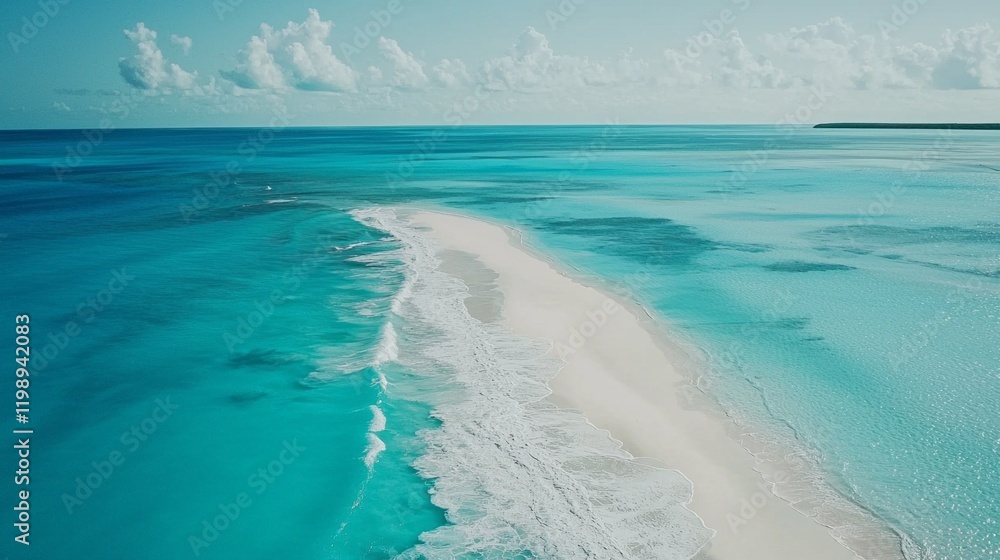 Poster bask in the sun on a tranquil beach with pristine white sand blending seamlessly into the stunning t