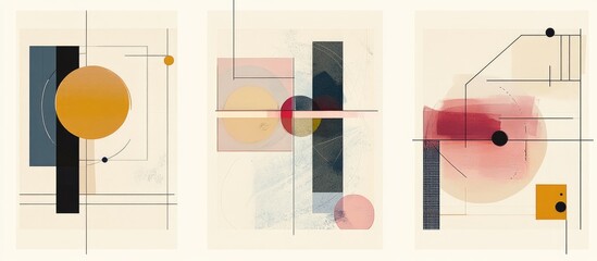 Abstract Geometric Chart with Colorful Shapes and Callouts on Cream Background for Graphic Design Presentations and Text Areas