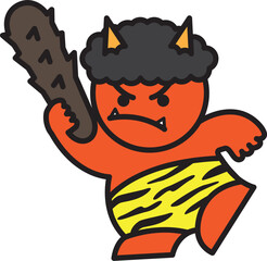 棍棒を振り回す赤鬼