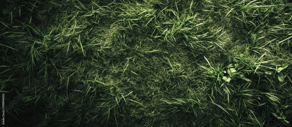 Poster green grass texture background with varied shades and natural details; suitable for use in design pr