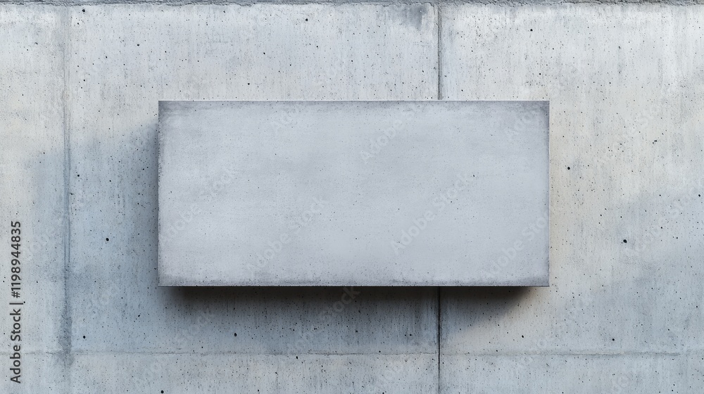 Poster concrete wall with blank rectangular panel and copy space for text or design purposes