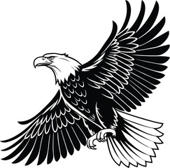 Fototapeta premium Powerful Eagle in Flight Captured in Monochrome Silhouette