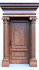 Obraz premium Elegant wooden door with ornate columns