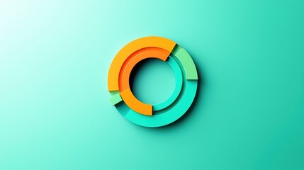A modern circular logo design for a vibrant co-working space, featuring a blend of abstract geometric shapes in inviting colors like teal, orange, and lime green. The composition is balanced with