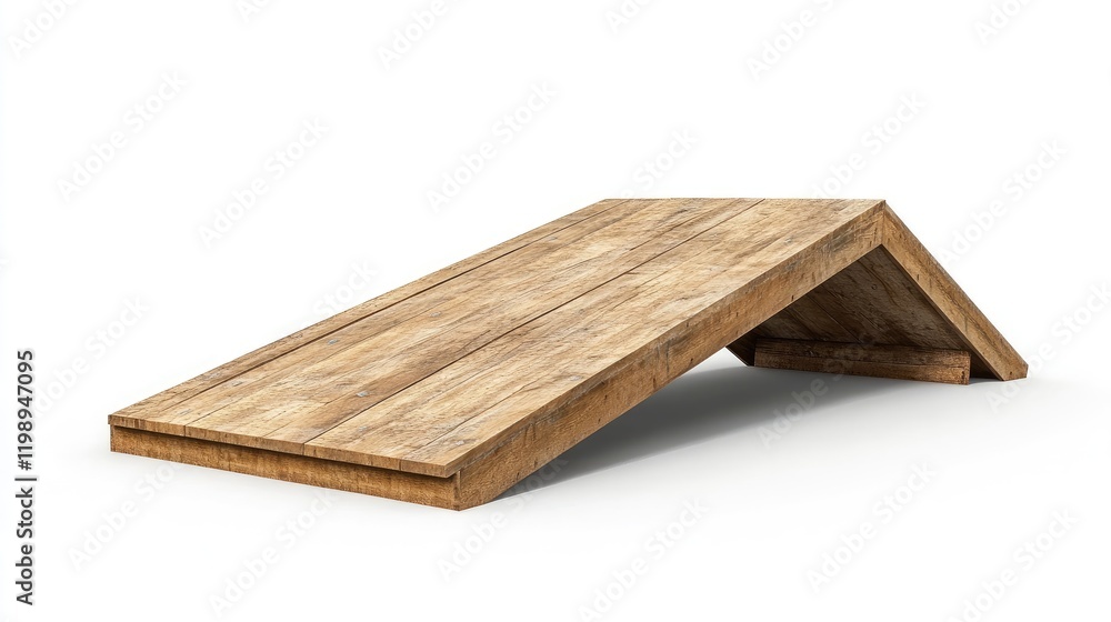 Poster wooden ramp on a white background with ample copy space for text placement