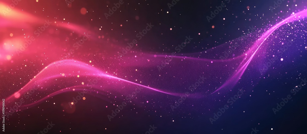 Poster abstract business technology data flow background in vibrant purple and pink colors with smooth curv