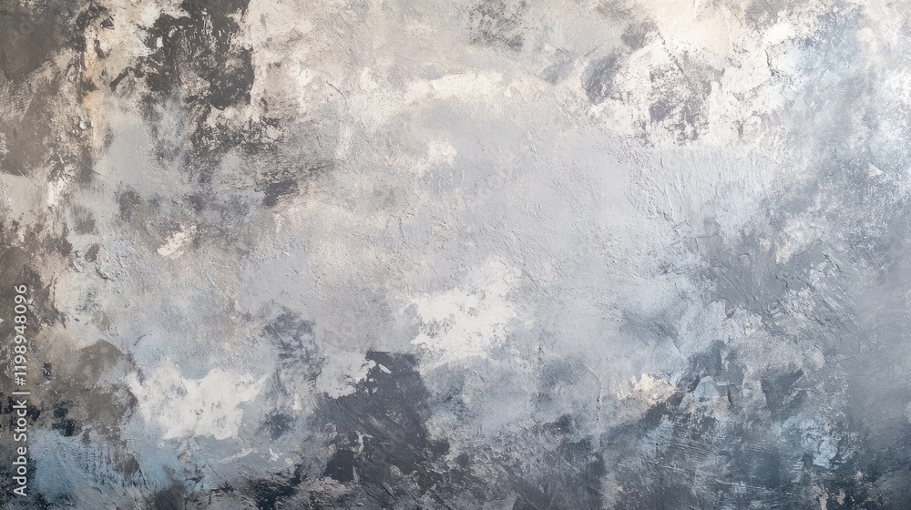 Poster abstract textured background in shades of gray and white resembling cloudy skies with ample copy spa