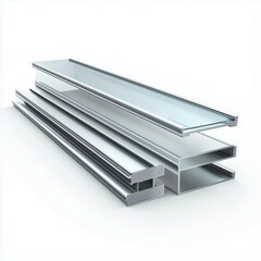 Transparent 3D Assembly of Aluminum Window Segments..