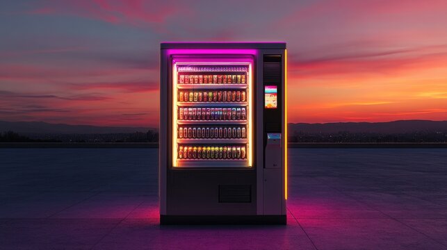 64. Futuristic vending machine dispensing personalized marketing strategies